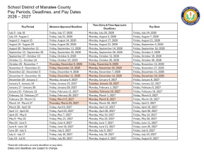 Pay Periods, Deadlines, and Pay Dates 2026-2027